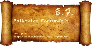 Balkovics Fortunát névjegykártya